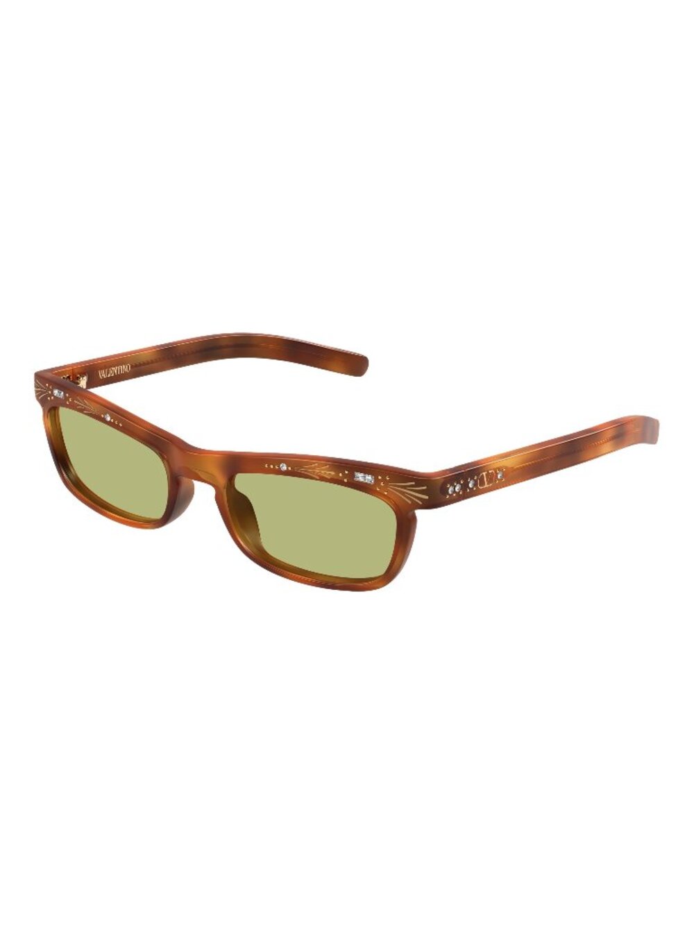 New Valentino Unisex Sunglasses Havana Green Lens Acetate Frame VG0044S 005 52